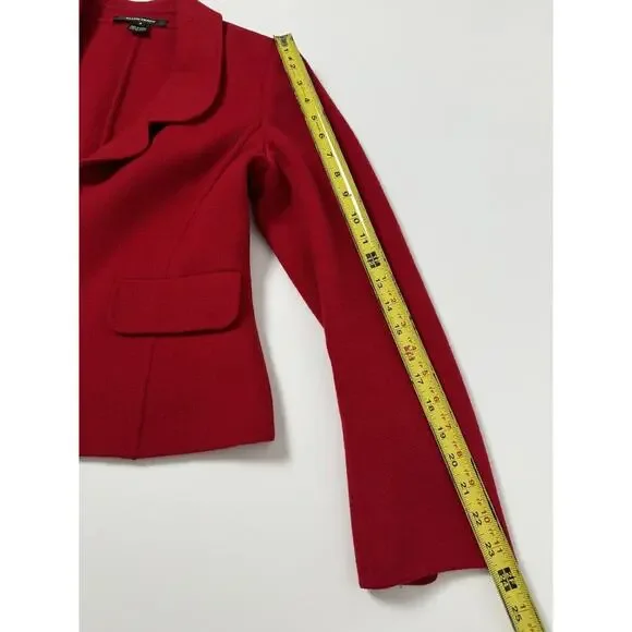 Red Wool Jacket Blazer Womens 6 Classic Fitted Feminine Elegant Ellen Tracy - Picture 5 of 8